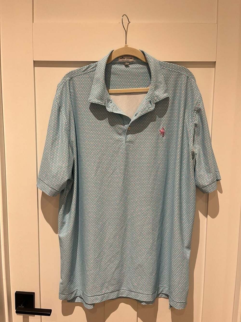 Peter Millar Summer Comfort CCV Cupid Logo Geometric Print Polo Shirt XL